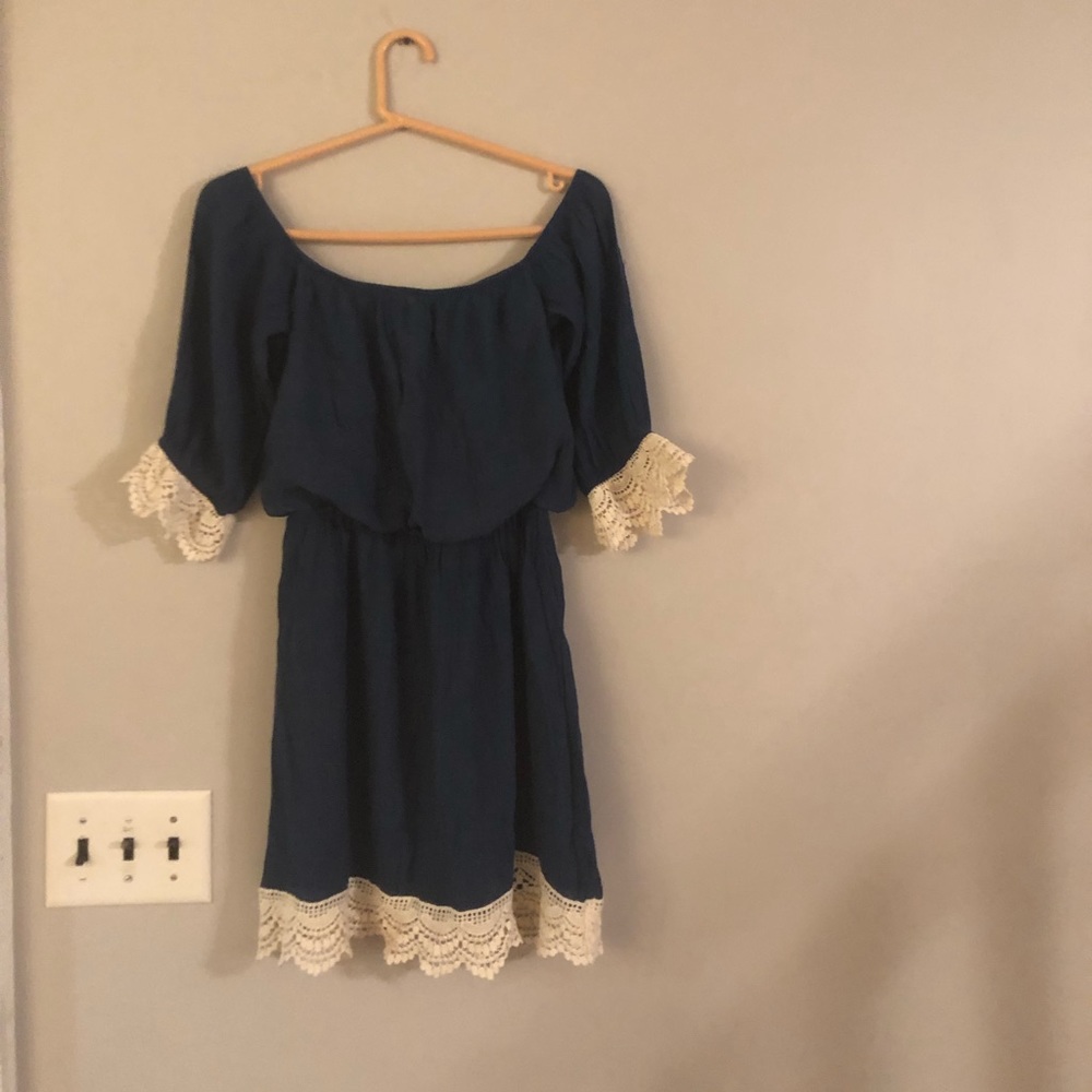 Deep sea blue stunning dress with lace